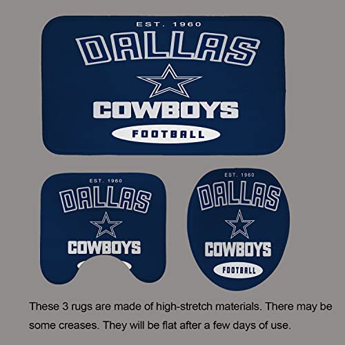 Namdeva 4Pcs/Set Cool Sports Shower Curtain, Texas Star American Football Player Athlete Championship Modern White Navy Blue Bathroom Decor, Non-Slip Bath Rugs Toilet Mats, Gifts For Men, Est.1960 #TOP3