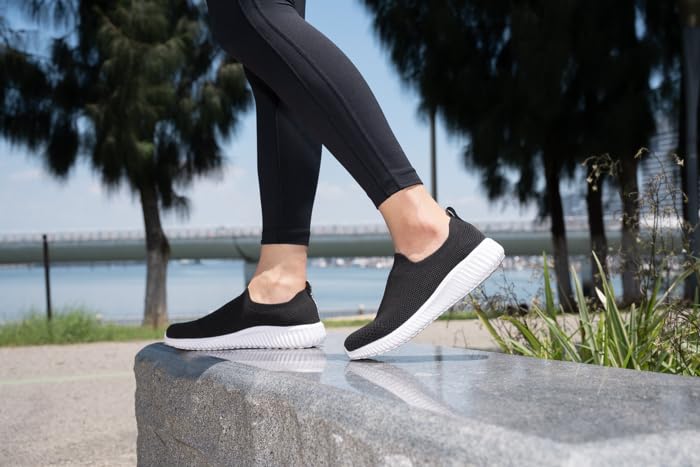 Image of konhill Womens Walking Shoes Slip On Sneakers Breathable Mesh Lightweight Casual Footwear for Daily Commute
