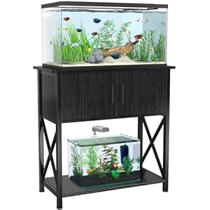 GDLF 29 Gallon Aquarium Stand Metal Fish Tank Stand with Cabinet for Accessories Storage,30.7″ L*12.6″ W Tabletop,330LBS Capacity