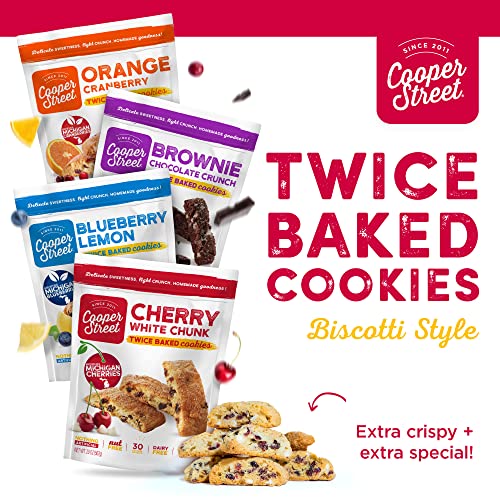 Cooper Street - Twice-Baked Crispy Cookies Variety Pack, Italian Biscotti/Chocolate Chip Cookies Alternative: Brownie Chocolate Crunch, Orange Cranberry, Blueberry Lemon & Cherry White Chunk - Value Pack - 18 Oz Each #TOP6