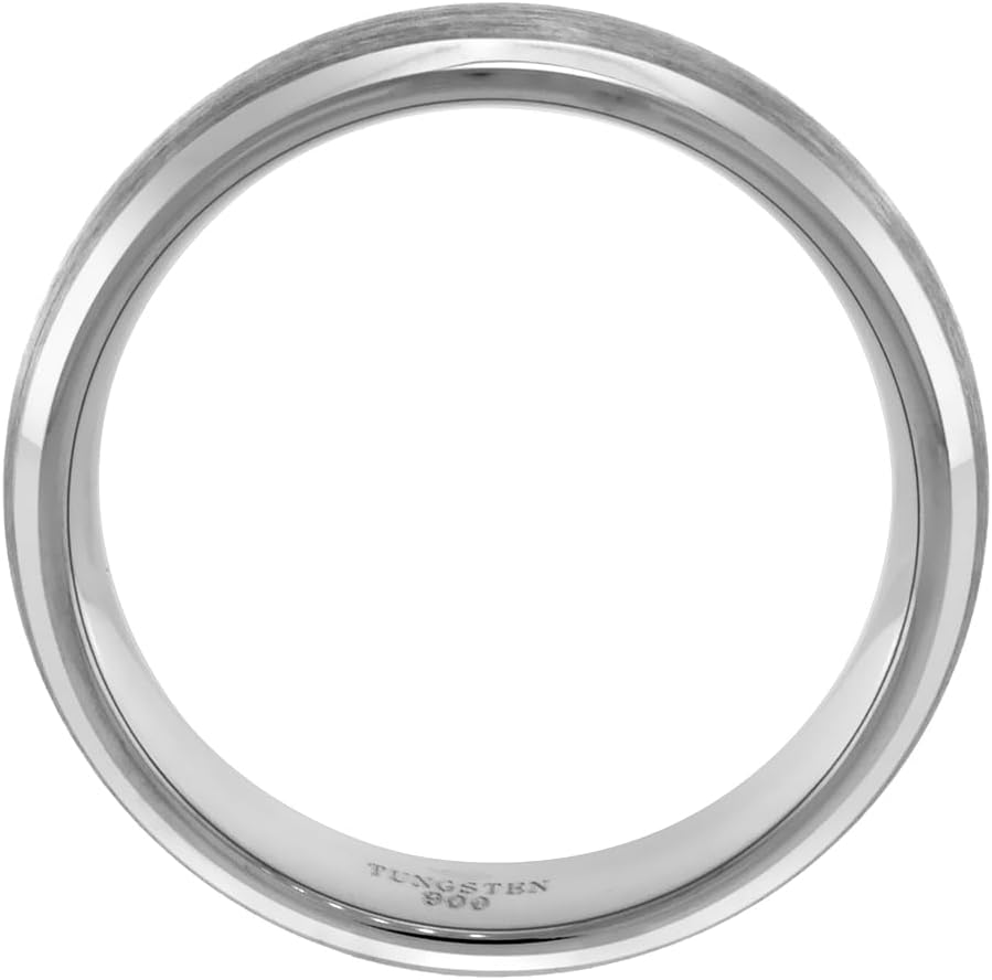 Sabrina Silver Tungsten Carbide 6 mm Dome Wedding Band Ring Satin Finished Mirror Beveled Edges sizes 5 to 12 - Image 2