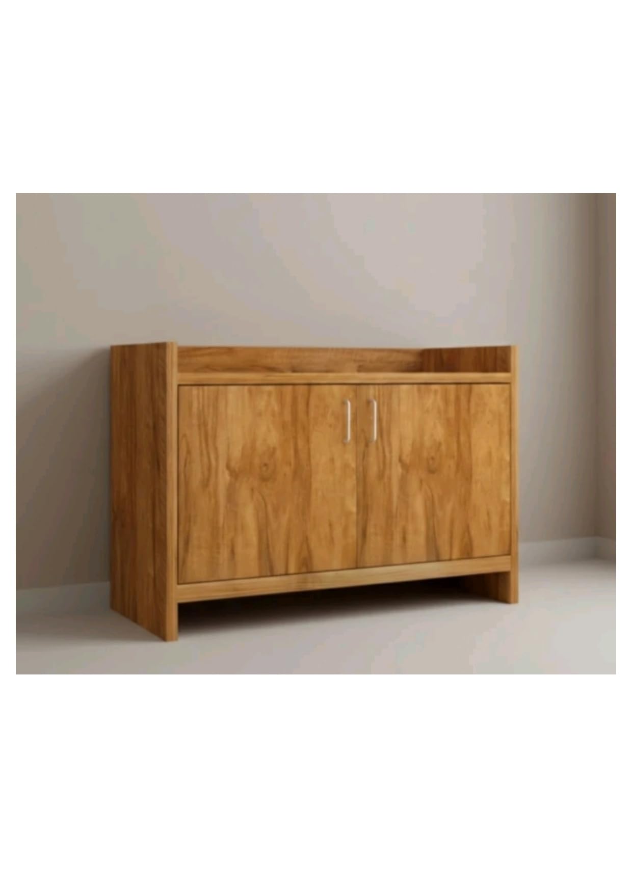HOMEBRIGHT Solid Wood Sideboard Cabinet, 75x37.5x49 cm, Natural Finish | 2-Door Storage, Open Top Shelf, Natural Wood Grain, Living Room Use, Sturdy Base Frame-picture-35