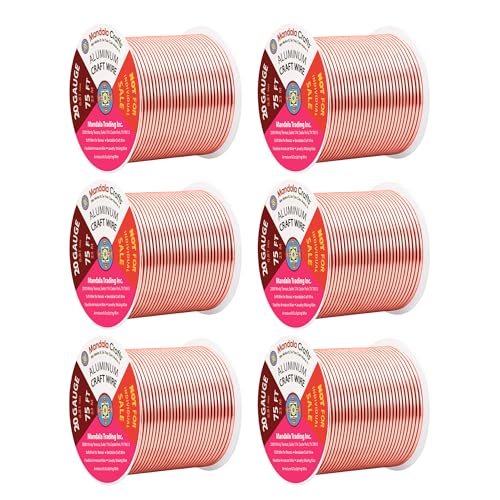 Image of Mandala Crafts 20 Gauge Rose Gold Tone Combo Anodized Aluminum Craft Wire | 450 FT, Colored, Flexible, Bendable for Bonsai Armature Sculpting Wire Wrapping Jewelry Making, Weather & Tarnish Resistant