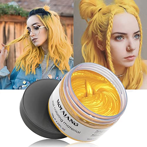 Image of Gold Temporary Hair Dye Wax Natural Instant Hair Color Wax Pomades 4.23 oz, Hair Styling Clay for Party, Cosplay, Halloween, Christmas
