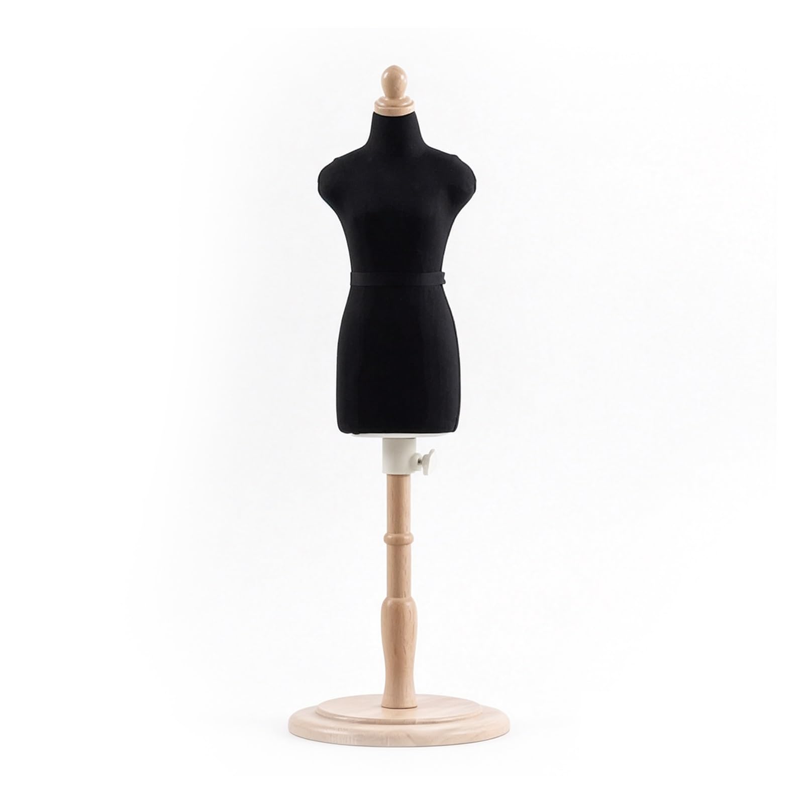 Mini Forma Manekina Drewnianą Podstawą, Manekin Krawiecki do Projektowania | Korpus Manekina z Lnu do Wpinania Szpilek, Regulowany Wysokościowo Manekin Krawiecki do Projektowania(Black,1/3 Size)