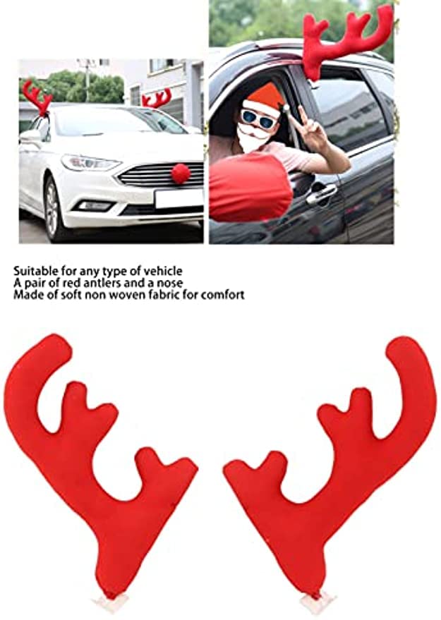 Amazon | LXIGAFFU クリスマス自動車飾り 車両装飾 トナカイの角 赤い