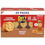RITZ Peanut Butter Sandwich Crackers, 4g Protein, 20 Snack Packs