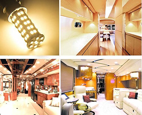 10x Super Bright 1156 1141 1003 BA15S 68-SMD LED Replacement Light Bulbs for RV Indoor Lights(10-Pack, Warm White (3000K-3500K Color Temputure))