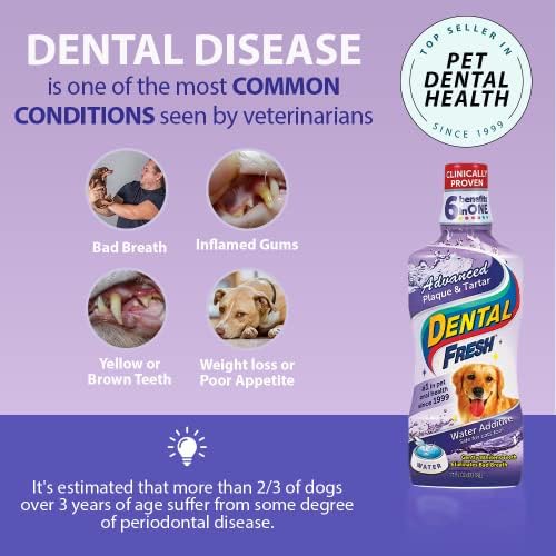 Dental Fresh Water Additive - Original Formula for Dogs - Clinicially Proven, Simply Add to Pets Water Bowl to Whiten Teeth, Eliminate Bad Breath, and Improve Oral Health (17 oz)
