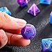 EBOOT Polyhedral 7-Die Dice Set for Dungeons and Dragons with Black Pouch (Luminous Purple Blue)