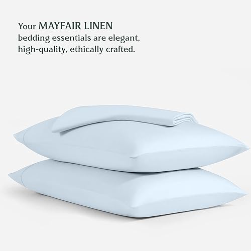 Miniatura 6 de Mayfair Linen Juego de 2 fundas de almohada 100% viscosa derivada de bambú, par de fundas de almohada para almohadas estándarQueen, sedosas, suaves,