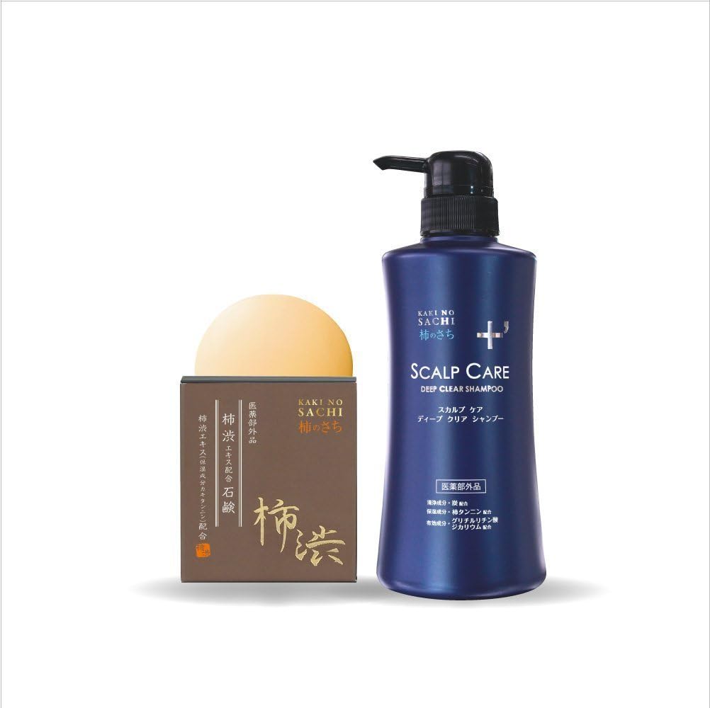 Japan Health and Beauty - [10% OFF] Kakino Sachi new systemic Care Set A (Medicinal Scalp Deep Clear Shampoo 500mL + Kakino Sachi medicinalAF27 persimmon soap 110g set)AF27