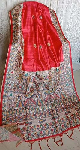 Generic red tussar silk saree in pure silk – image 3
