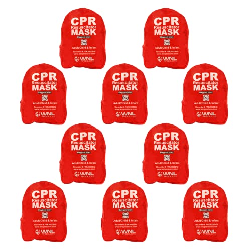 WNL Products CPR Rescue Mask, Adult/Child and Infant, Soft Case, 10 Pack