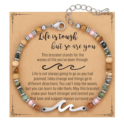 Product Image of the TONY & SANDY Inspirational Gifts for Women, Wave Bracelet, Get Well Soon Gift Baskets for Woman, Thinking of You, Encouragement Valentines Her Sister Friend Motivational Easter Christmas