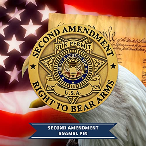 Second Amendment - Right To Bear Arms - Metal Double Clutch Collector Lapel Pin3