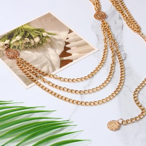 Multilayer Metal Waist Chain Belt for Women Waist Belly Chain for Dresses, Jeans, Skirts, Trousers4
