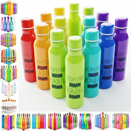 Image of RED WIND Unbreakable 1 Litre Quote Water Bottles | Pack of 12 | Multicolor | Leakproof Screw Cap | BPA-Free | Bottles for Fridge, Gym, Home, Office, School and Travel