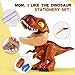 Dinosaur Stationery Set for Kids - 5 in 1 Supplies with Sharpener Eraser Ruler and Stapler for Educational (A, 17.5x16x8.5cm)