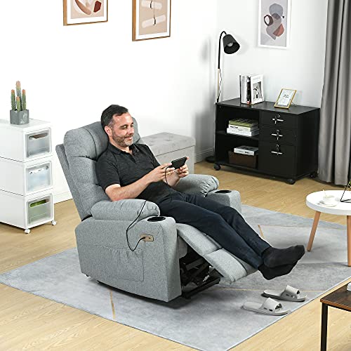 Yitahome Electric Power Lift Recliner Chair For Elderly, Fabric Recliner Chair With Massage And Heat, Spacious Seat, Usb Ports, Cup Holders, Side Pockets, Remote Control (Grey) #TOP2