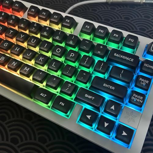 Image of Sumgsn 142 Keys SA Keycaps Black Doubleshot Translucent Keycaps Fit for 61 /64 /87 /104 /108 Cherry Mx Switches ISO ANSI Layout Mechanical Keyboard Alice Keyboard