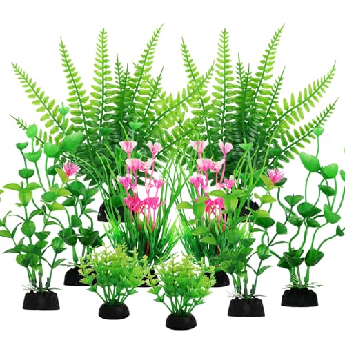 QUOZUO Decorazioni per Acquario, 10 piante Acquari Decor piante verdi, Pianta decorazione in plastica, Accessori per...