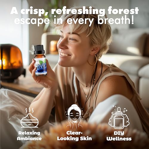 Image of Esslux Juniper Berry Essential Oils - 100% Pure, Undiluted, Therapeutic Grade Juniper Berry Oil - Perfect for Aromatherapy, Peaceful Sleep & Calm Mind & Healthier Skin - Use on Skin - 15 ML