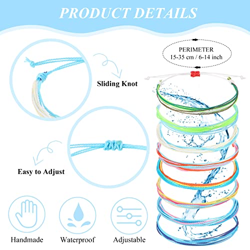 Image of Hicarer 30 Pieces Adjustable Woven Anklets Bracelets Bohemian Braided Rope Bracelets Waterproof Wax Coated Anklets for Women