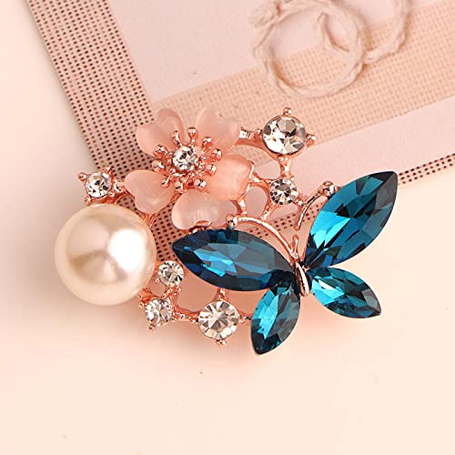 Fashion Butterfly Brooch Pins Set 4 Pieces Cute Insect Crystal Pearl Rhinestones Lapel Pins Sweater Shawl Clips Brooches Safety Pins For Women Girls #TOP4