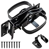 MustGood Swinging Shed Door Latch with Handle for Indoor/Outdoor Use, Heavy Duty with WeatherGuard Coating, Black