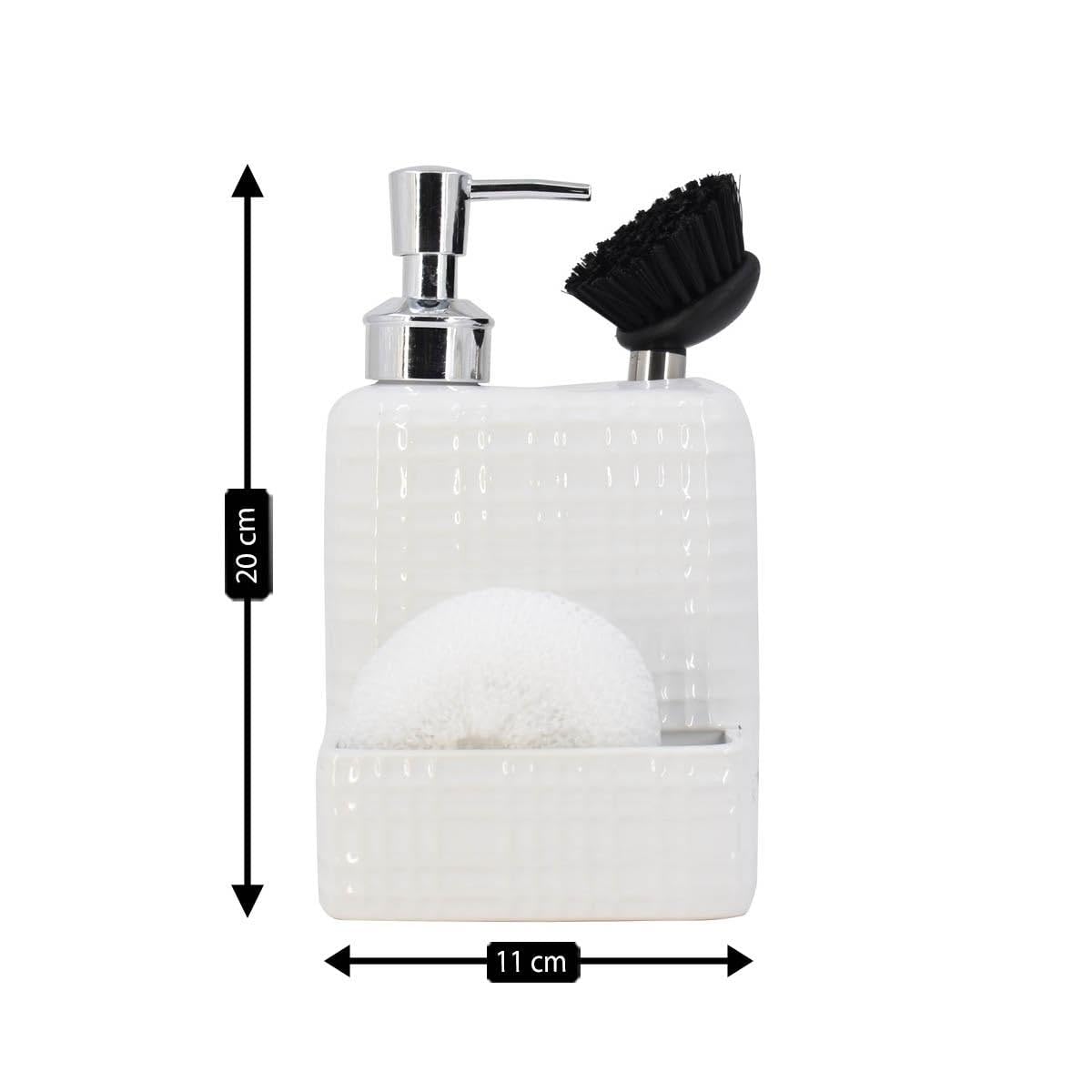 SaSaSa Ceramic Soap Dispenser for Bathroom handwash, refillable Pump Bottle for Kitchen Hand wash Basin, Set of 1, White (8211) 1