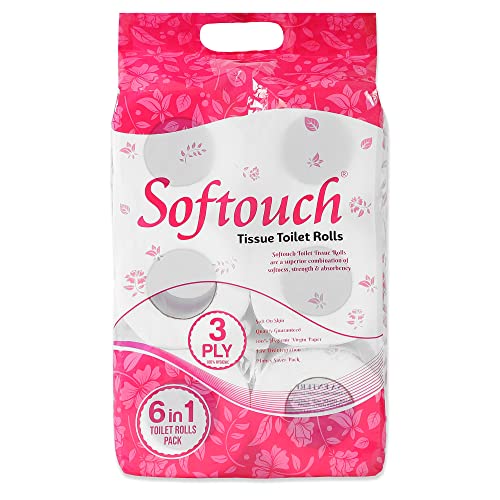 Image of Softouch 3 Ply Toilet Paper Tissue Roll Family Pack 6-in-1 (160 Sheets Per roll) & Softouch Tissue Paper Napkins 100 pcs. Each- Set of 4
