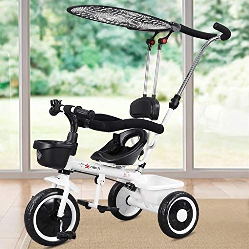 3 In 1 Kinderwagen Kinderwagen Kinderfiets Multifunctioneel Met Zonneklep Met Opvouwbaar Voetpedaal 2 Kleuropties (Kleur: Geel) (Wit) - Afbeelding 3