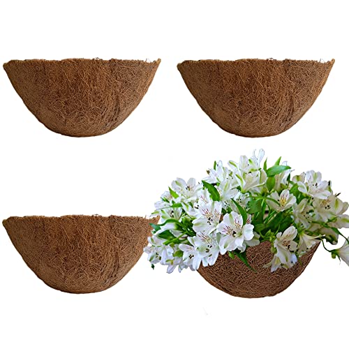 4Pcs Coco Liner For Hanging Basket 8 Inch Round 100% Natural Planter Liner Replacement Plant Basket Liners Coco Fiber Liner For Garden Planters Coconut Coir Liner Flower Pot For Hanging Basket #TOP4