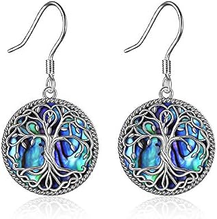 YFN Tree of Life Earrings for Women Sterling Silver Celtic Knot Family Tree Abalone Shell Dangle Drop Earrings for Girls