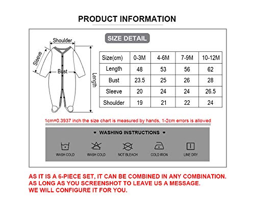 Image of Newborn Baby Boy Girl Organic Cotton Bodysuit Long Sleeve Jumpsuit 3-Pack Outfits Clothes,0-24Months