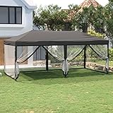 tidyard tenda per feste pieghevole con pareti laterali,gazebo pieghevole impermeabile,tenda da barbecue,gazebo da giardino con 4 pareti laterali tenda gazebo bbq,picnic,campeggi, antracite 3x6 m