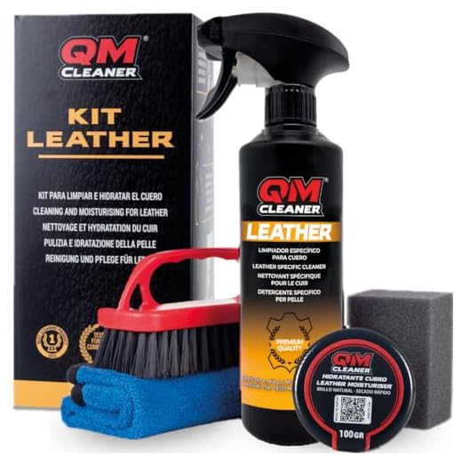 QM Cleaner Limpieza e hidratación Cuero. Cuidado y Limpieza de la tapicería del Coche, sillones Sofa de Cuero. Limpia e hidrata (Kit Leather)
