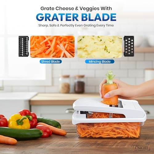 17-in-1 Vegetable Chopper Veg Dicer Cutter with 7 Rust-Resistant Blades – Veggie Food Salad Chopper Manual, Onion Slicer with Container, Easy to Clean - Image 4