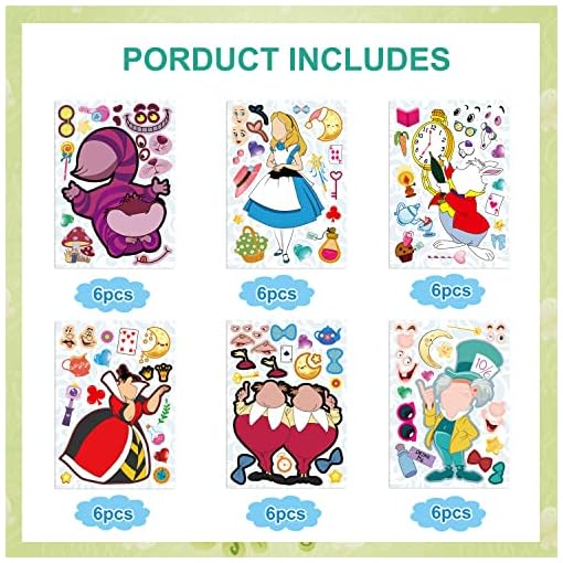 36Pcs Make your own Alice in Wonderland stickers sheet - Image 4