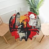 QAZWZML R&e Picknickdecke mit Stadt-Icons, bedruckt, 152,4 cm, r&, dekorative Tischdecke, geeignet für Cafés & Partys