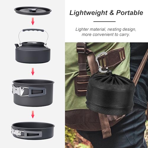 Alocs Camping Cookware, Portable Camping Essentials with Accessories, Camping Gear Camping Cooking Set for Outdoor Cooking, Backpacking, Hiking and Picnic. - Thumbnail 3