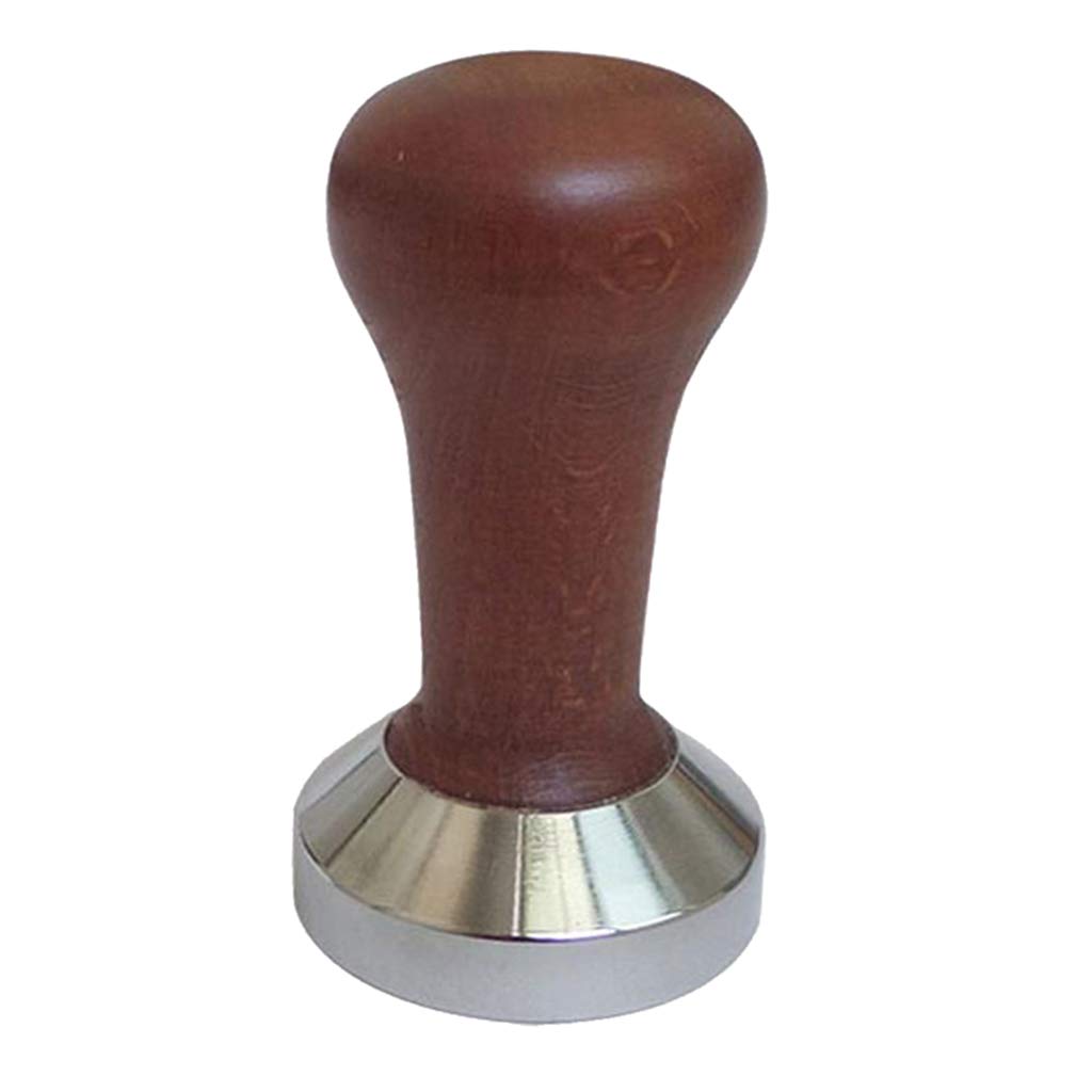 LOVIVER 49-58mm Wooden & Steel Coffee Tamper Machine Stainless Steel Coffee Tamper with Wooden Handle, Barista Espresso Base Coffee Bean Press, Kitchen Brew for Cafes and Coffee Lovers