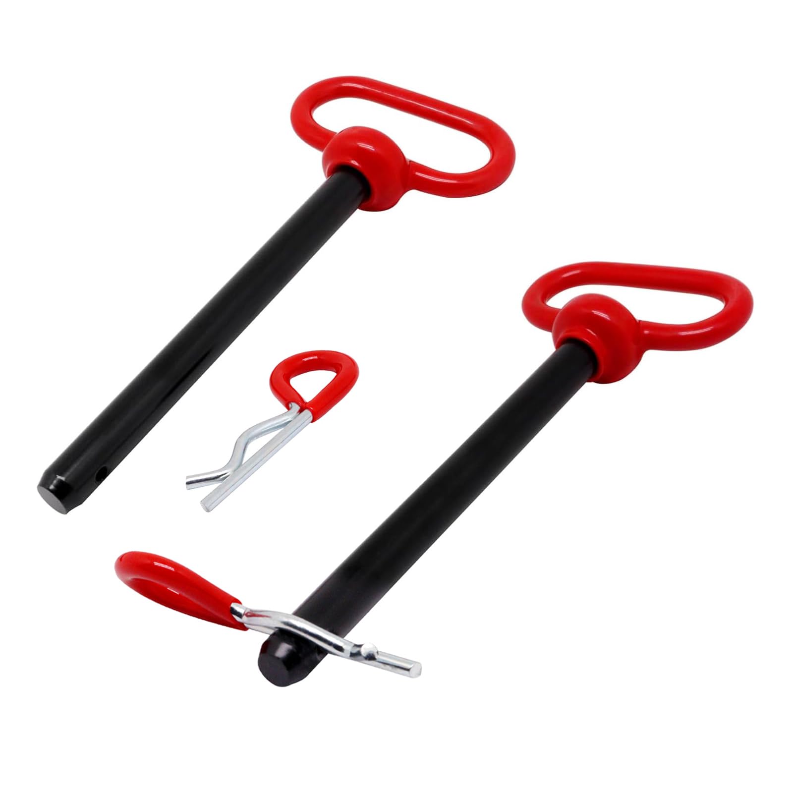 Perno di traino da 5/8 x 5-3/4", 2 perni di traino per rimorchio, perno e clip per gancio di traino per trattore, maniglia rossa, perno per cancello del rimorchio, perni per trattore per