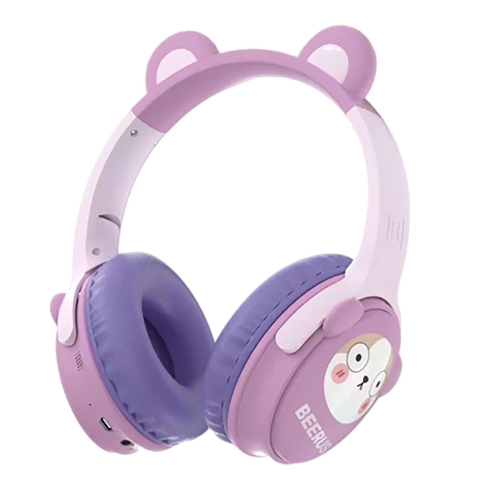 wocdwocd Kids Bluetooth Headphones， 85dB Safe Volume Limit, Stereo，Foldable Cute Up Cat Ear Children，Cartoon Animal Design,Ultra-Soft Over-Ear,
