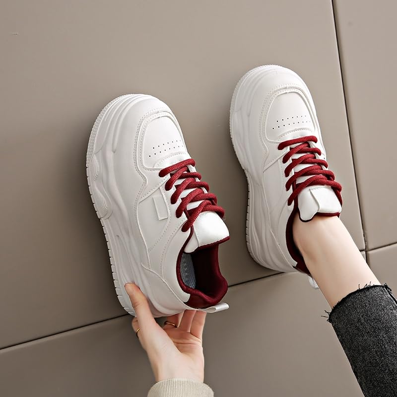 Women's Casual Comfort Sneakers, Lace Up Platform Soft Sole Walking Shoes, Lightweight Low-top Trainers Platform Skateboard Shoes4