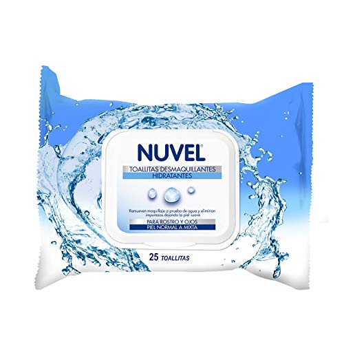 Desmaquillantes, Home Nuvel Toallitas Desmaquillantes Hidratantes para Todo Tipo de Piel, 25 Piezas, para Rostro y Ojos, Piel Normal y Mixta