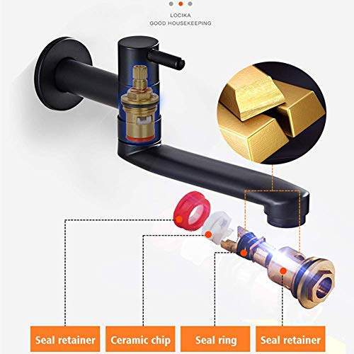 Wall-Mounted Black Cold Water Faucet Washing Machine Mop Pool Garden Taps (21Cm) #TOP1