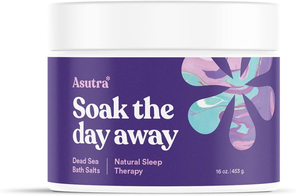 ASUTRA Dead Sea Bath Salts (Bedtime Soak), 16 oz – Soak in Rich & Vital Healing Minerals – Prepare for Sweet Dreams with Lavendar, Rosemary, & Ylang Ylang Essential Oils ASUTRA Dead Sea Bath Salts (Bedtime Soak), 16 oz – Soak in Rich & Vital Healing Minerals – Prepare for Sweet Dreams with Lavendar, Rosemary, & Ylang Ylang Essential Oils