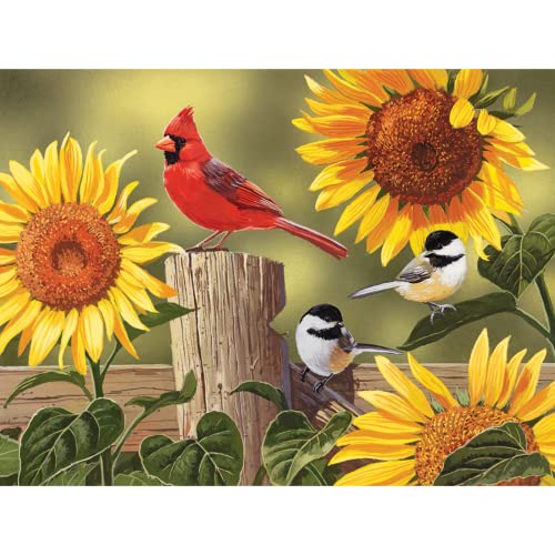 Bits and Pieces – 200 Piece Big Piece Jigsaw Puzzle for Seniors – 15″ x 19″ (38 cm x 48 cm)- Sunflower & Songbirds – Large Lettered Pieces Mental & Physical Dexterity Jigsaw by William Vanderdasson